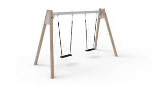 Steel Swing with Robinia Posts and 2 Safety Seat