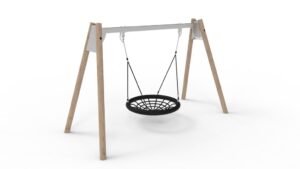 Steel Swing with Robinia Posts and Birds Nest